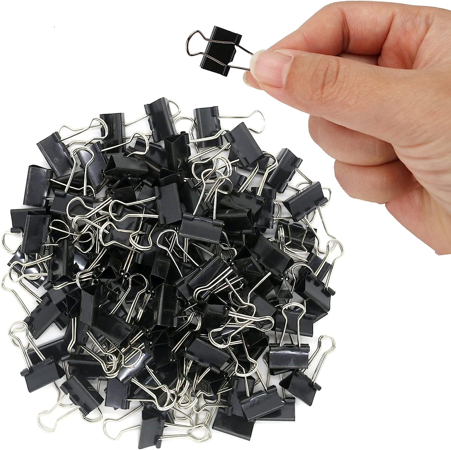 120 Pack Mini Binder Clips, Black Binder Clips, Small Paper Clips 15mm 5/8 Inch. Micro Size Office Clips for Home School Office and Business. - Image 1